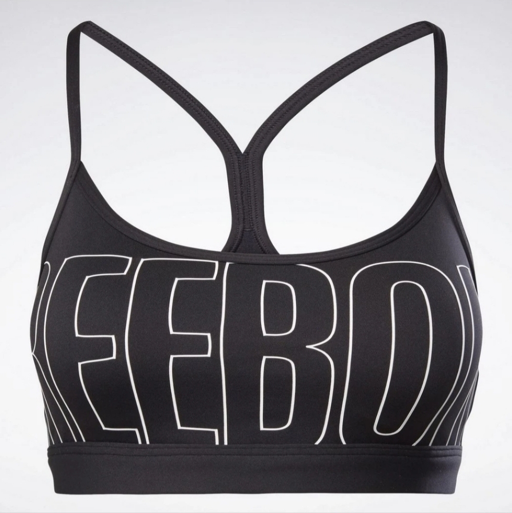 Size Large Reebok Lux Strappy Skinny Black Sports Bra - Picture 3 of 7